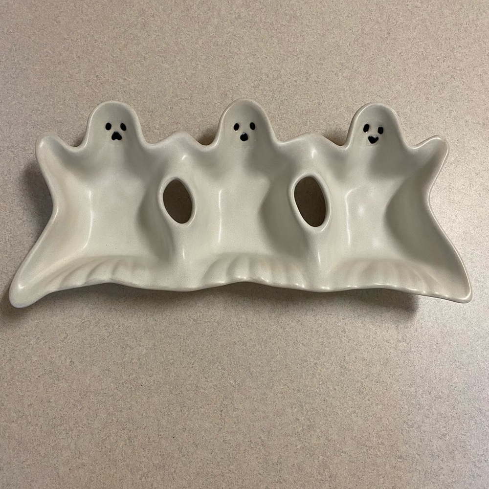 Pottery Barn Figural Ghost Stoneware Condiment Server